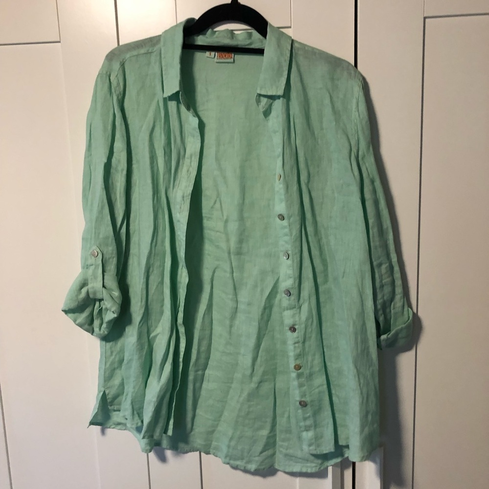 Tianello Green Linen Top